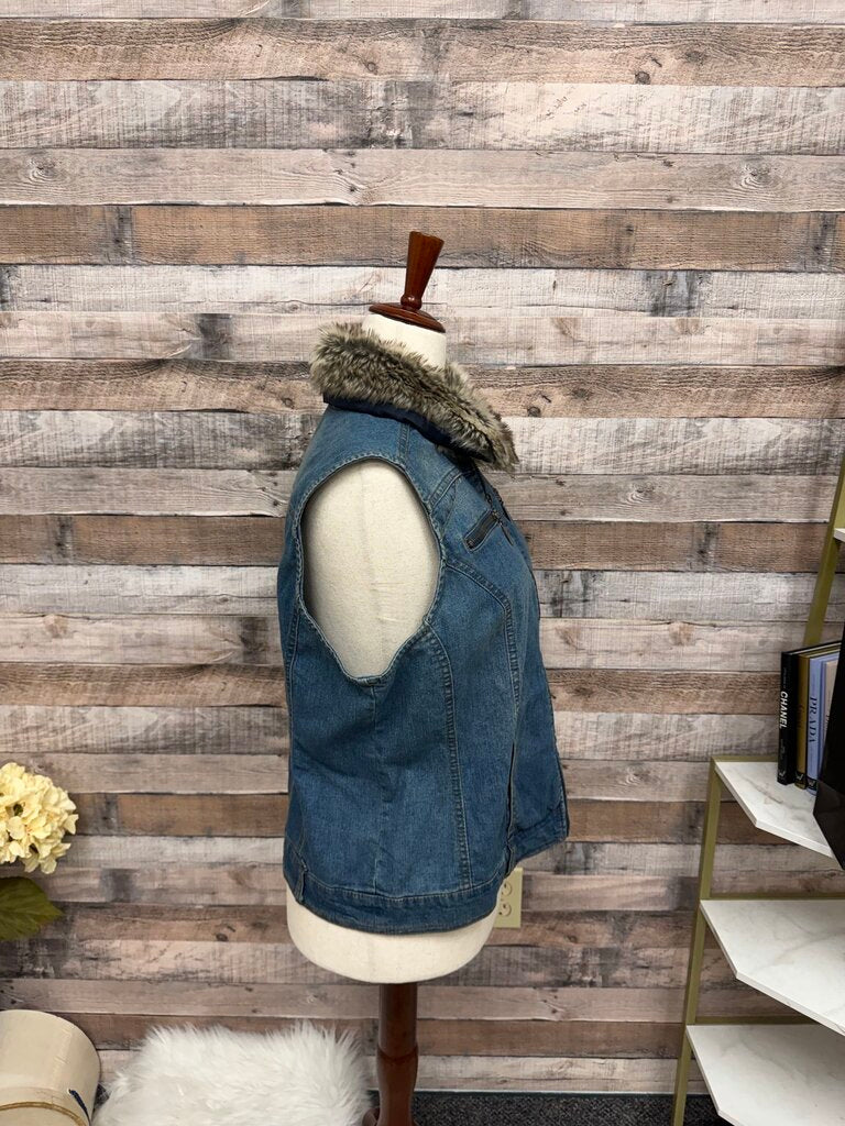 Baccini Denim Vest w/Faux Fur Collar