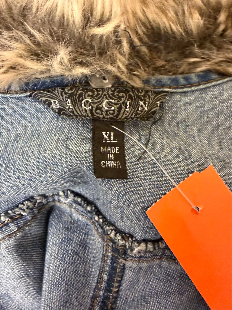 Baccini Denim Vest w/Faux Fur Collar
