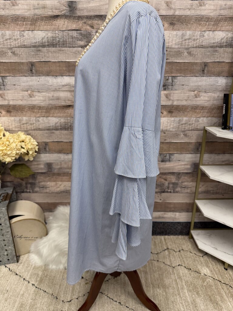 Philosophy Blue & White Pin Striped w/Ruffle Bell Sleeves Philosophy Blue/White 16 women DRESSES