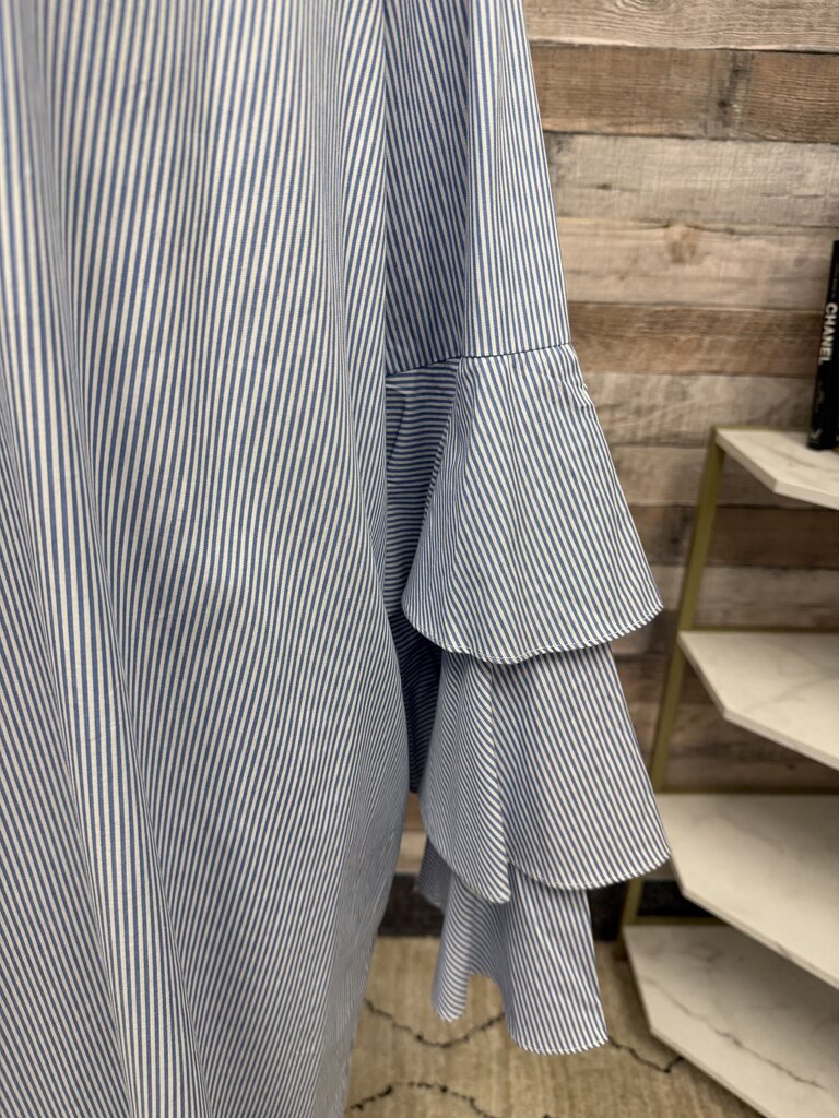 Philosophy Blue & White Pin Striped w/Ruffle Bell Sleeves Philosophy Blue/White 16 women DRESSES
