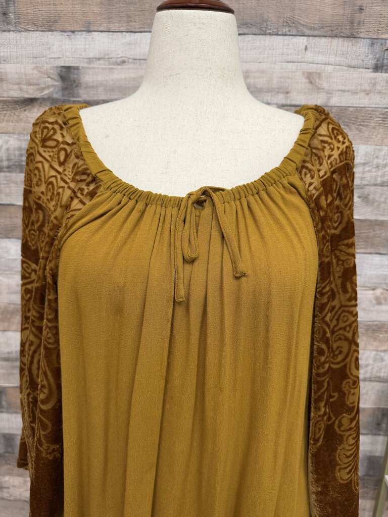 Mindset by XCVI Mustard Yellow Velvet Sleeves Peasant