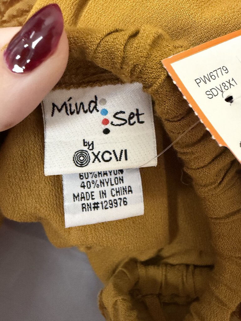 Mindset by XCVI Mustard Yellow Velvet Sleeves Peasant