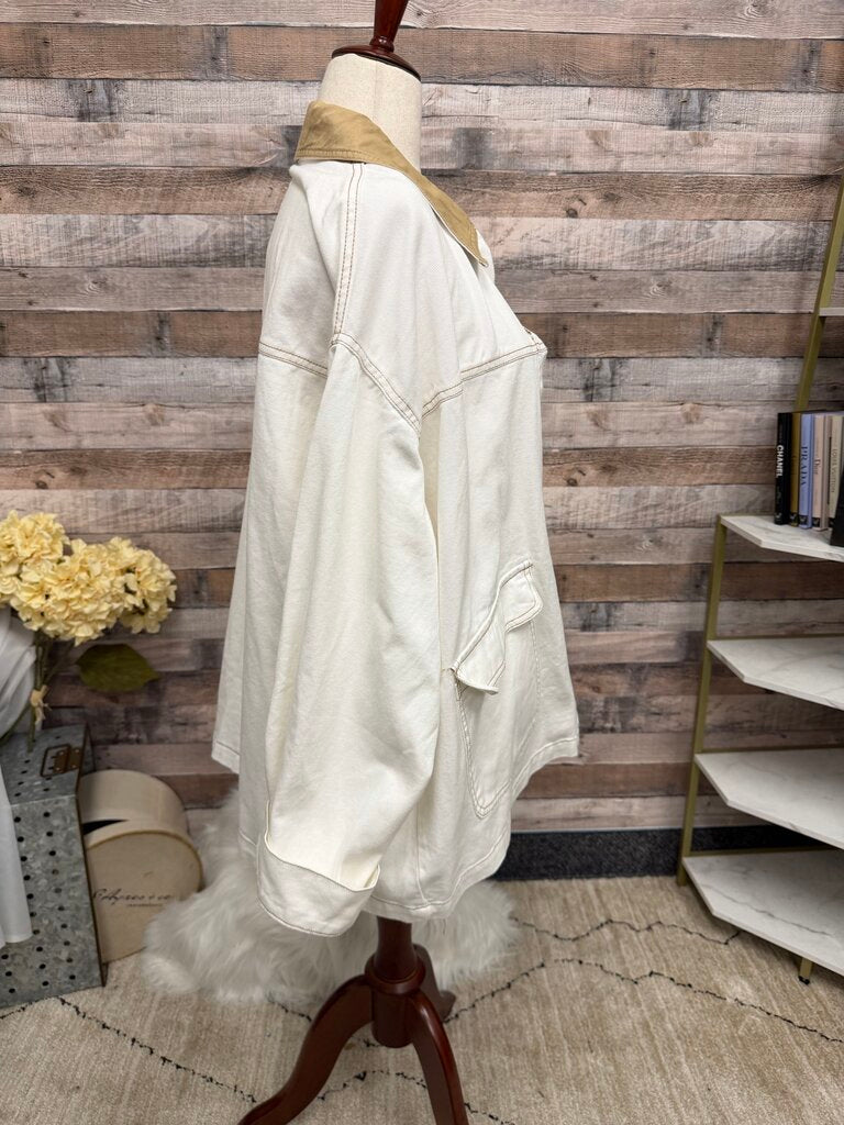 Cali 1850 Off White Barn Denim Jacket w/Corduroy Collar Cali 1850 Off Whiteq XL women JEAN JACKETS