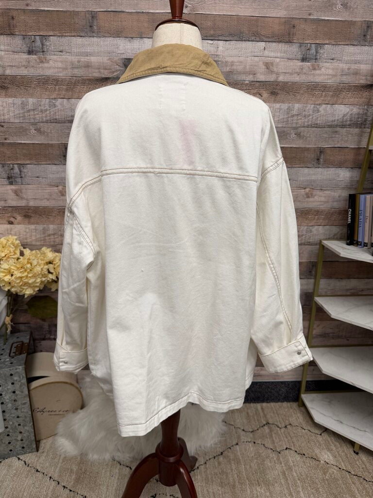 Cali 1850 Off White Barn Denim Jacket w/Corduroy Collar