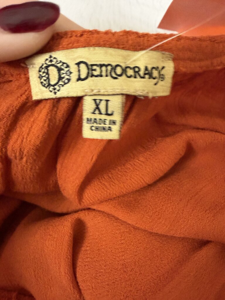 Democracy Burnt Orange Long Sleeve Side Button Front