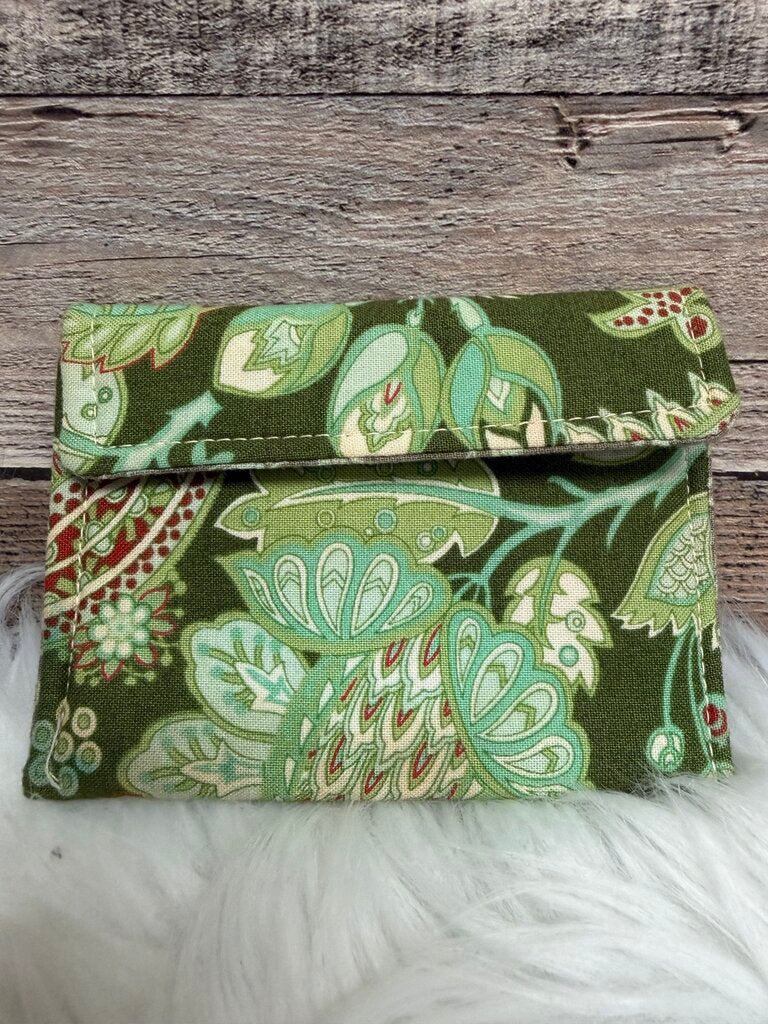 Green Floral Print Fabric Wallet