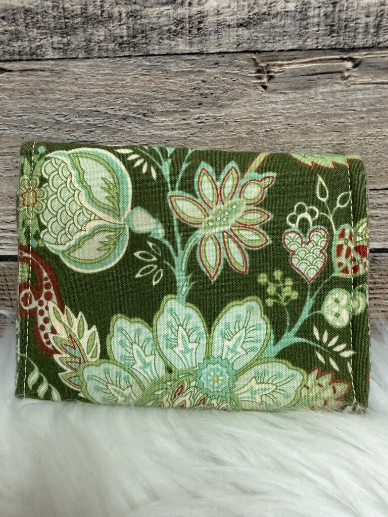 Green Floral Print Fabric Wallet