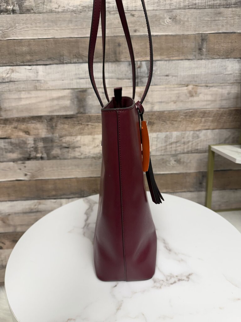 Kate Spade Deep Berry Leather Tote w/Fringe Detail
