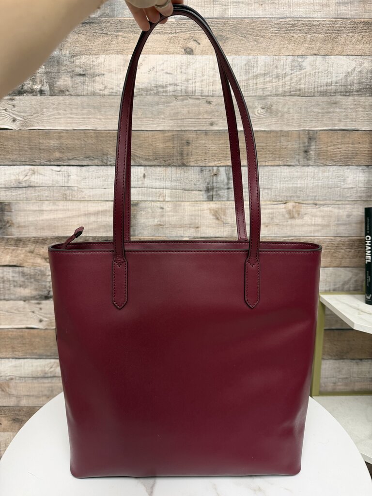 Kate Spade Deep Berry Leather Tote w/Fringe Detail