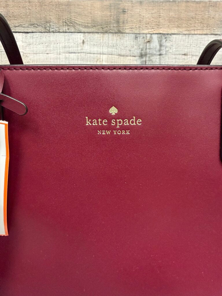 Kate Spade Deep Berry Leather Tote w/Fringe Detail