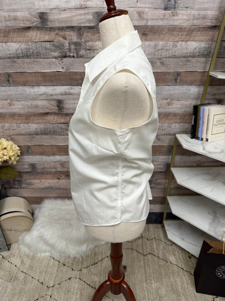 Ann Taylor White Sleeveless Button Down