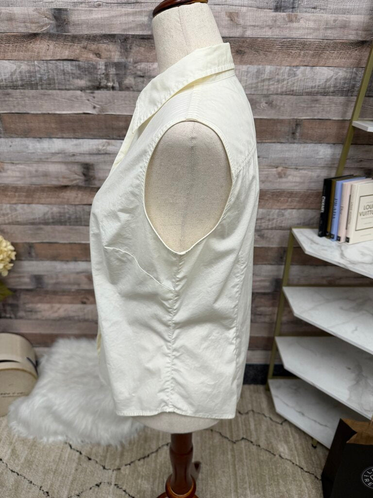 Ann Taylor Off White Sleeveless Button Down
