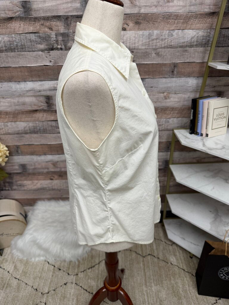Ann Taylor Off White Sleeveless Button Down