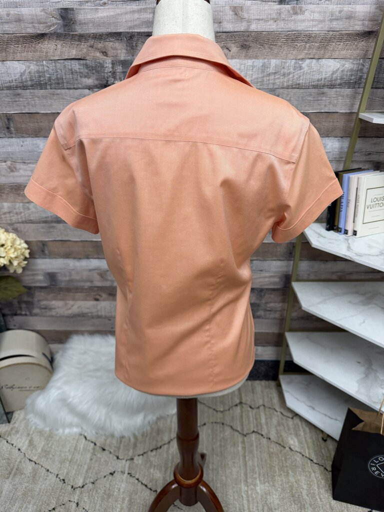Brooks Brothers Peach Fitted Short Sleeve Button Down