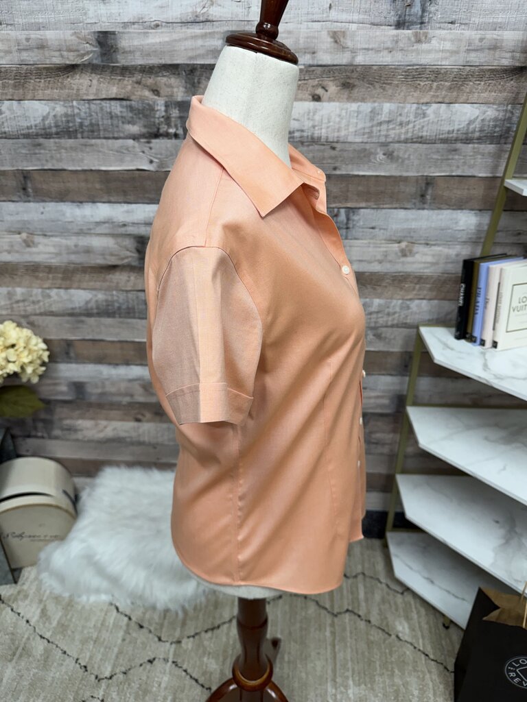 Brooks Brothers Peach Fitted Short Sleeve Button Down