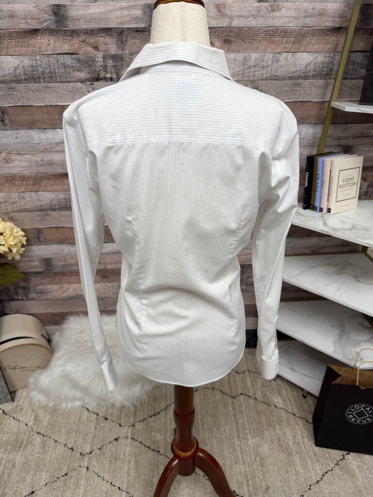 Brooks Brothers Non Iron White Pin Stripe Long Sleeve