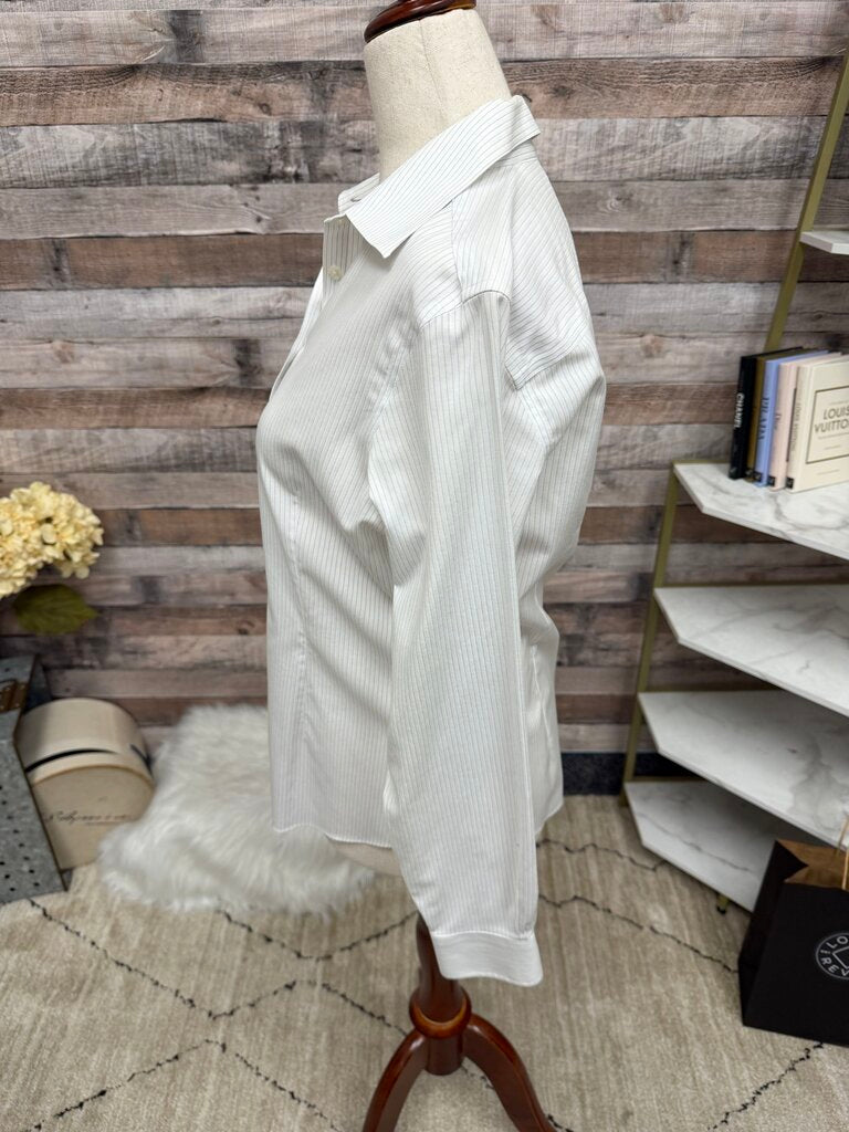 Brooks Brothers Non Iron White Pin Stripe Long Sleeve