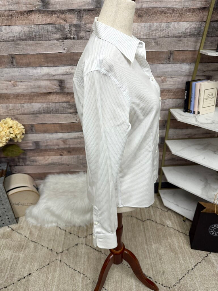 Brooks Brothers Non Iron White Pin Stripe Long Sleeve