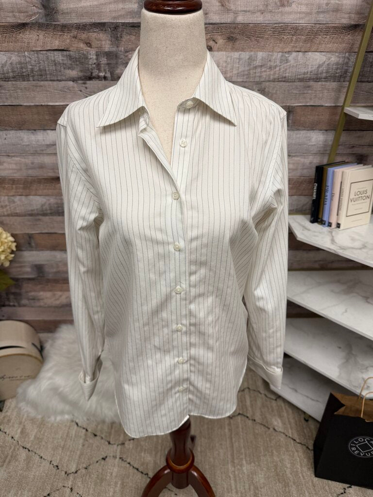 Brooks Brothers Non Iron White/Black Stripe Long Sleeve
