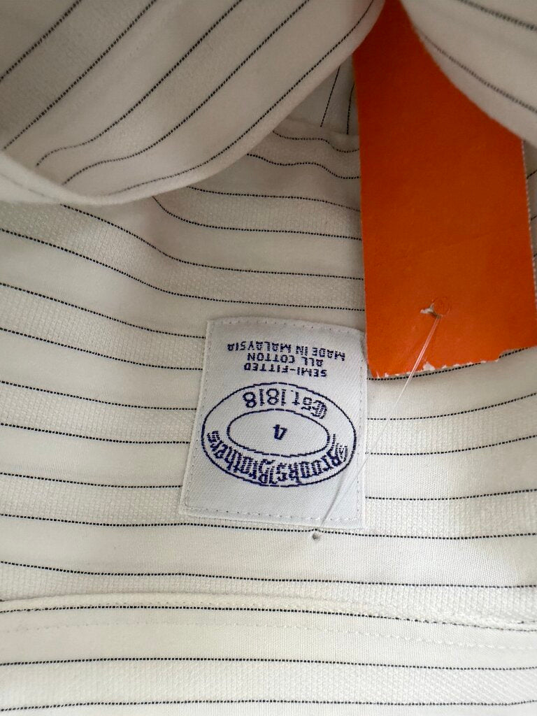 Brooks Brothers Non Iron White/Black Stripe Long Sleeve