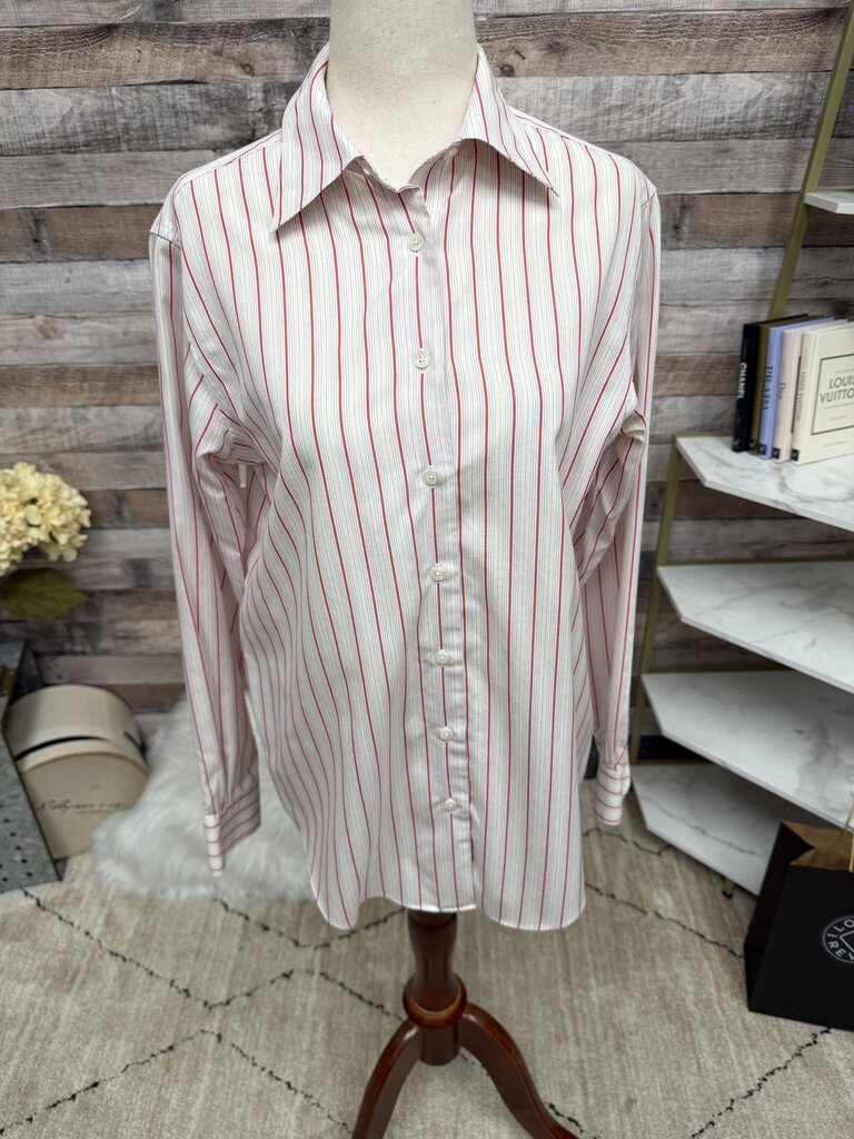 Brooks Brothers Non Iron Red & White Stripe Long Sleeve