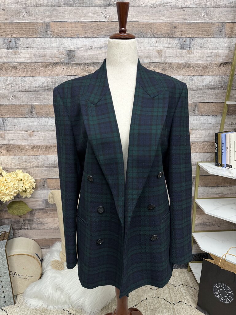 Gail Gordon navy/green tartan plaid blazer