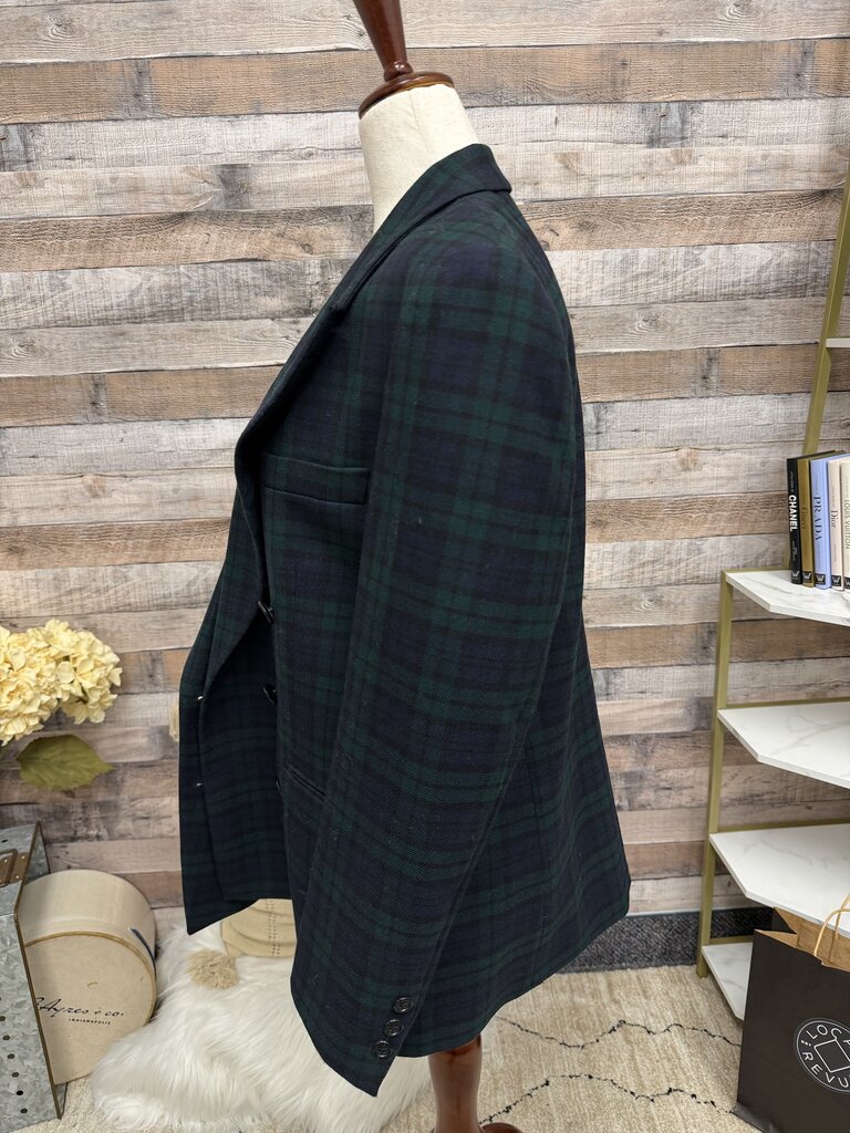 Gail Gordon navy/green tartan plaid blazer
