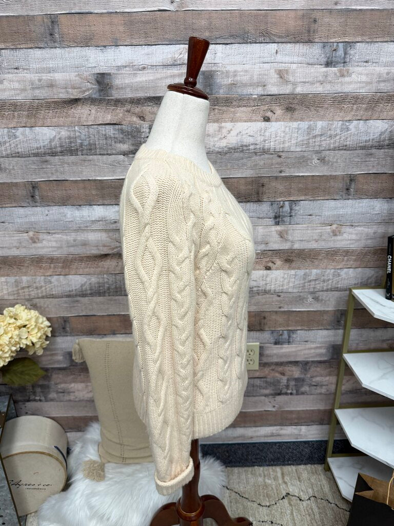Ann Taylor cream cable knit sweater