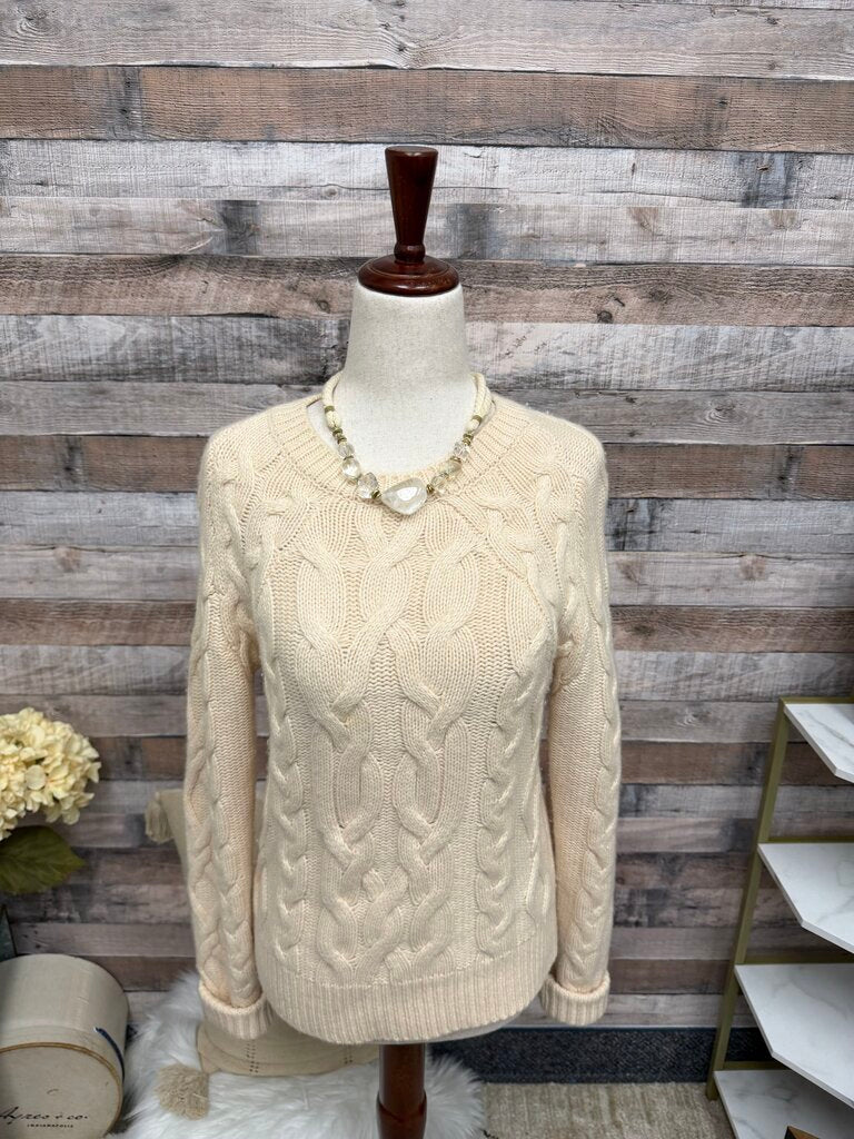 Ann Taylor cream cable knit sweater