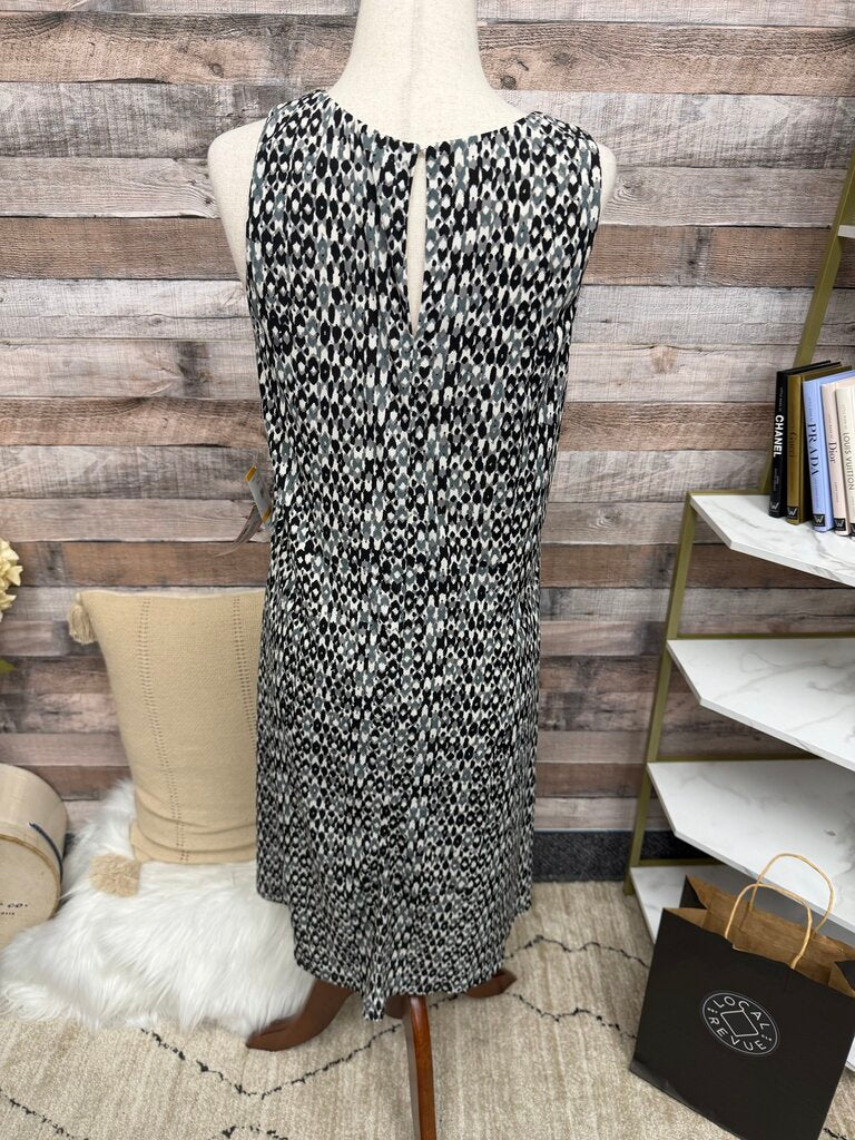 Ann Klein black/white geometric print dress NWT