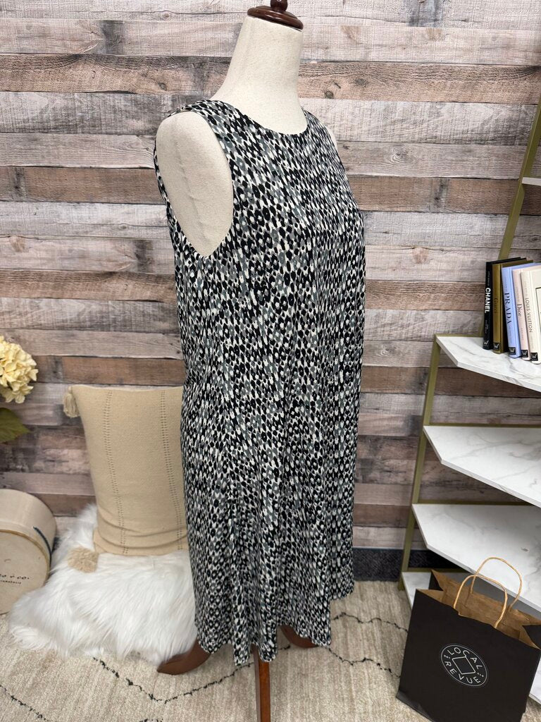 Ann Klein black/white geometric print dress NWT