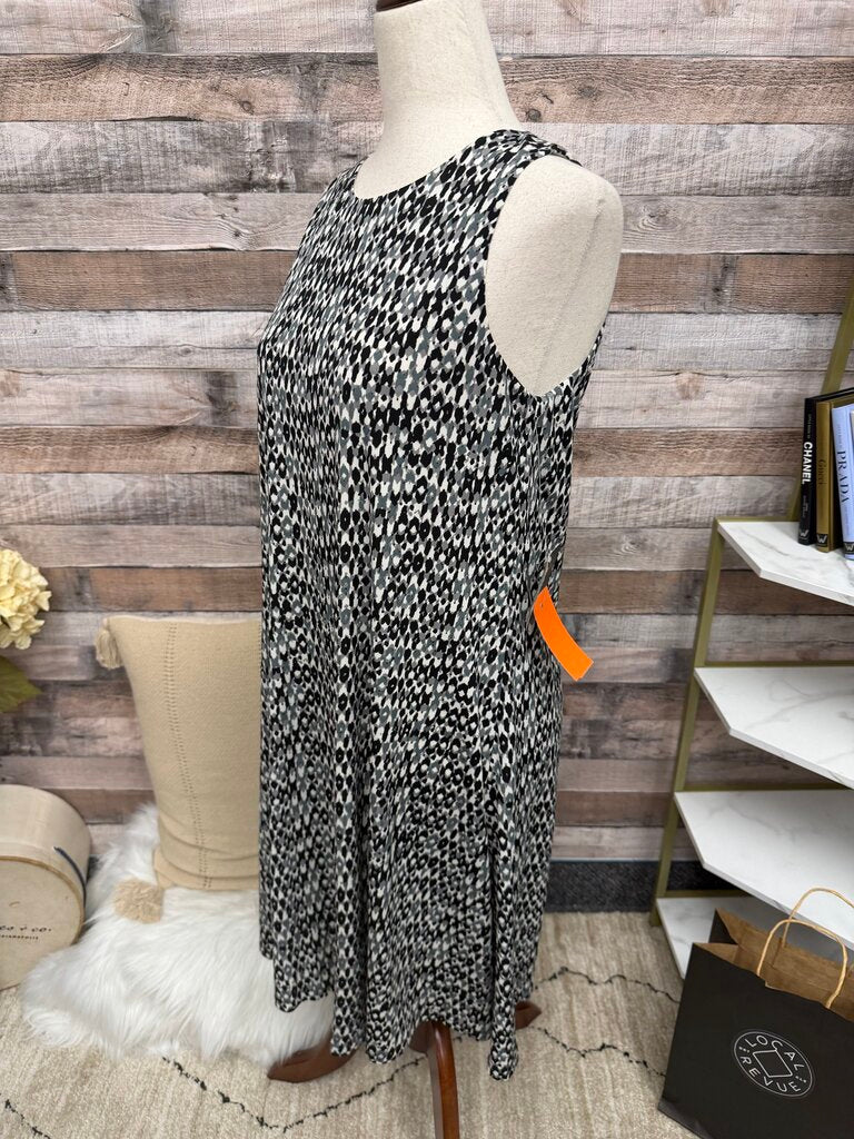 Ann Klein black/white geometric print dress NWT
