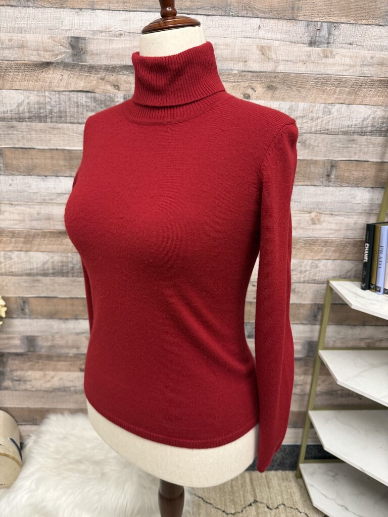 LOFT burgundy red cable knit turtleneck sweater