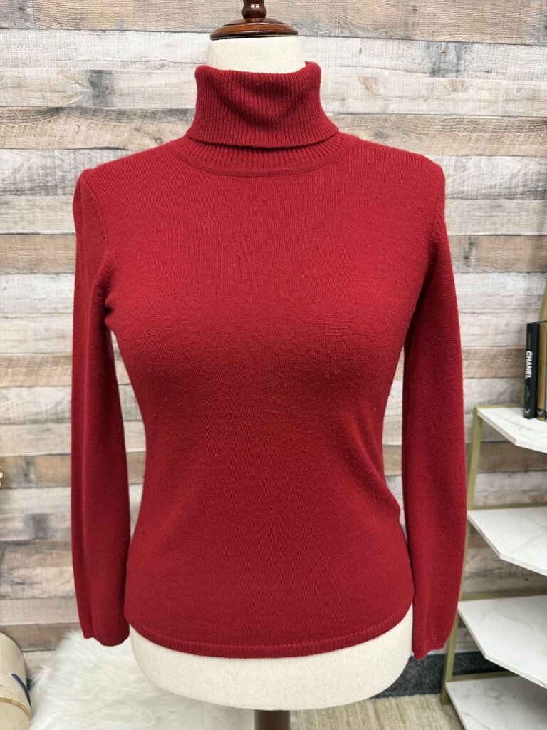 LOFT burgundy red cable knit turtleneck sweater