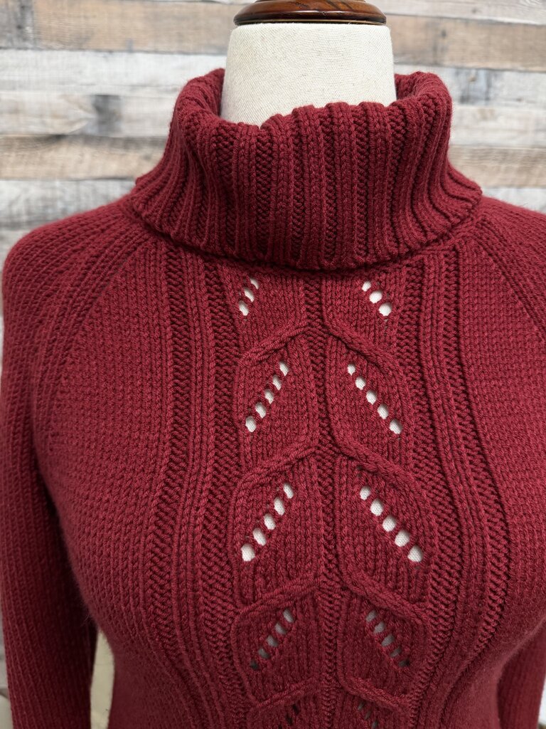 LOFT burgundy red cable knit turtleneck sweater Loft burgundy medium women SWEATERS
