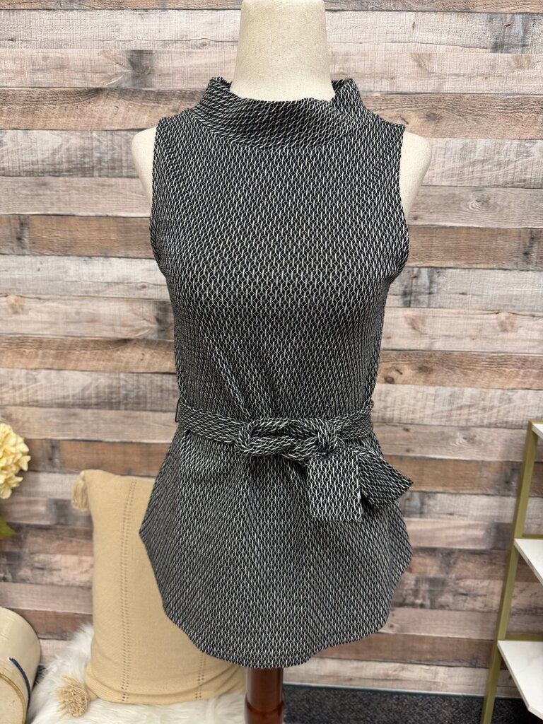 Ann Taylor black/white sleeveless wrap top