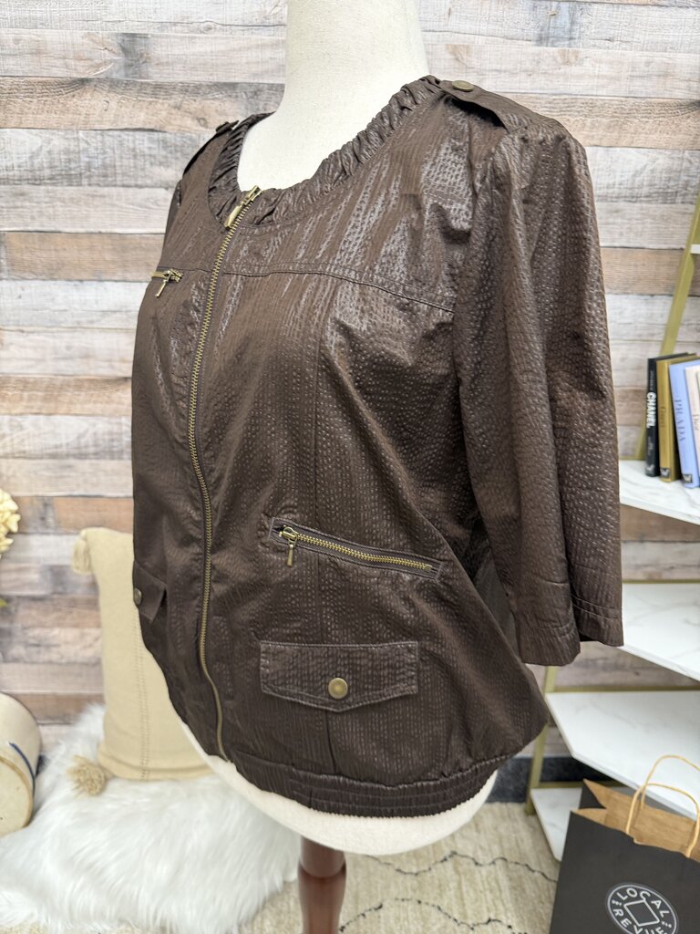 Chicos Zenergy brown bomber style jacket