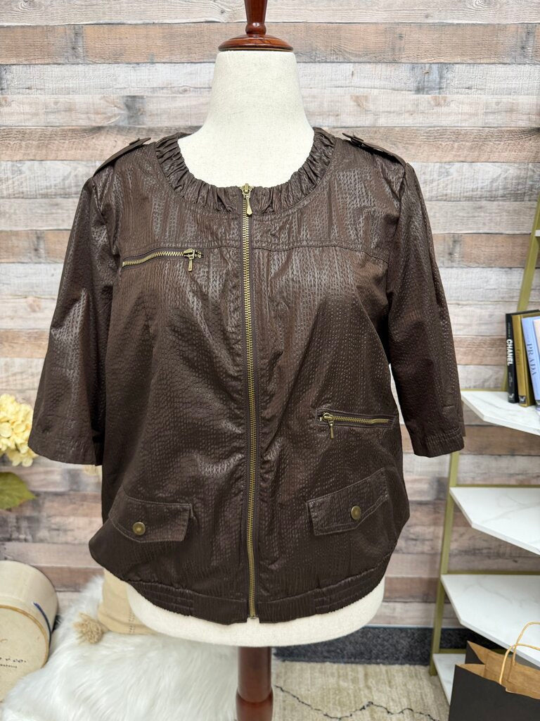 Chicos Zenergy brown bomber style jacket