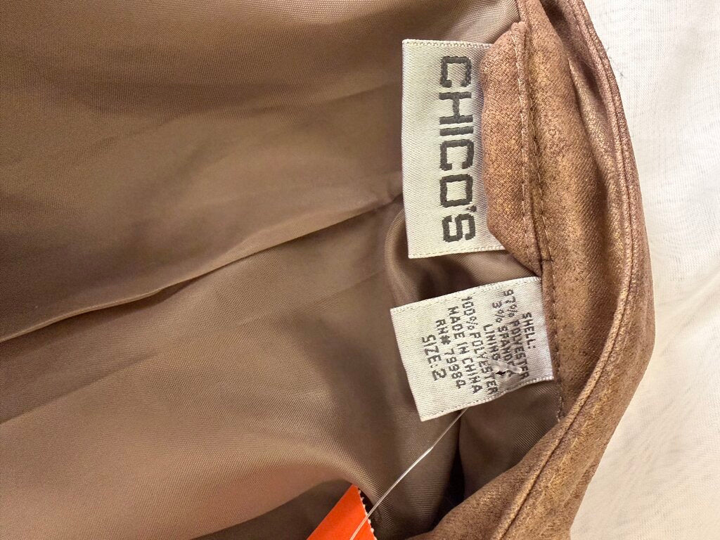 chicos metallic brown faux suede moto style jacket