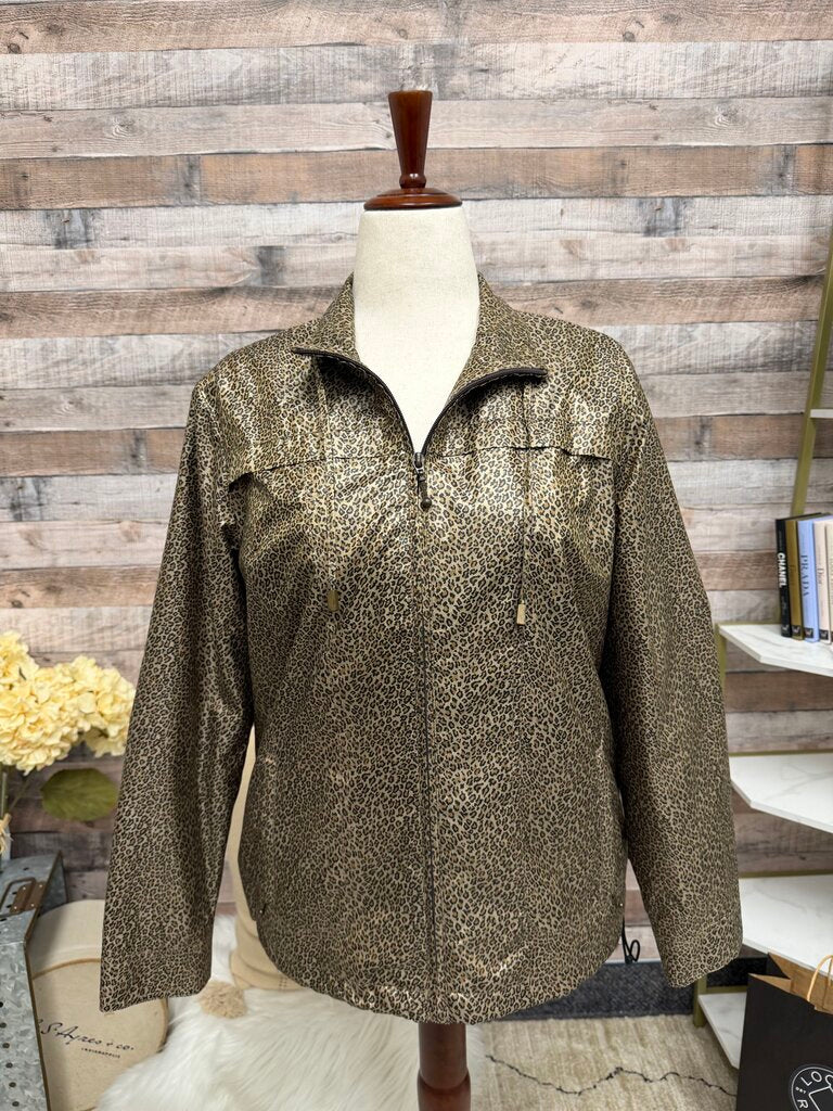 Chicos Zenergy leopard print metallic windbreaker jacket