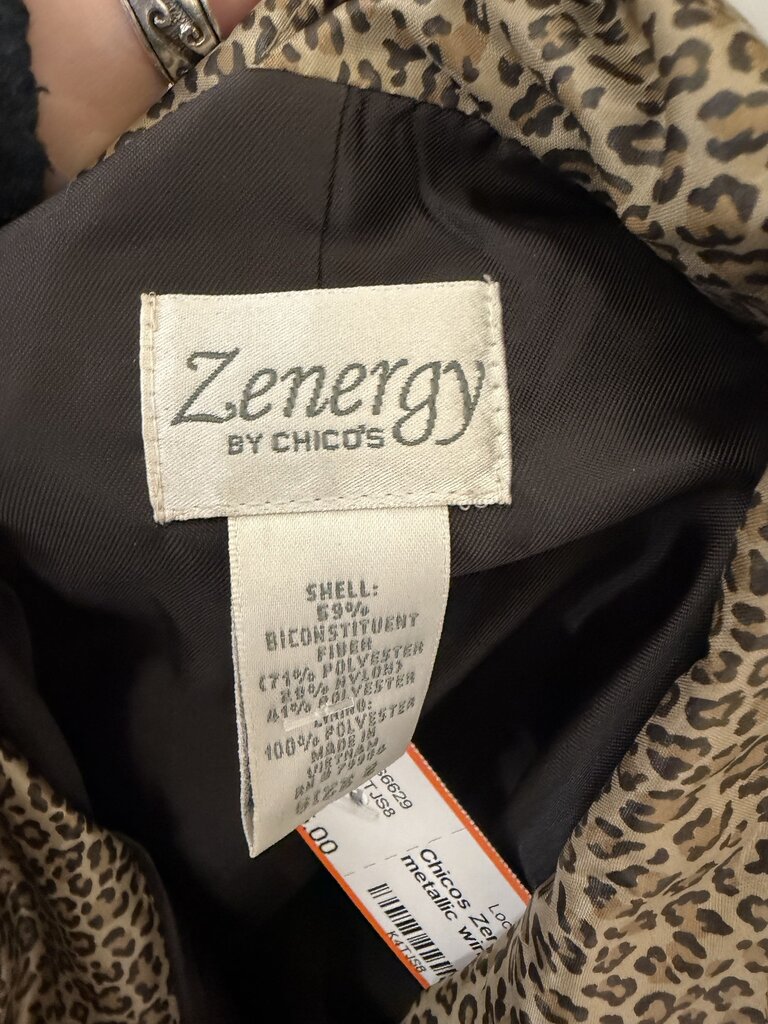 Chicos Zenergy leopard print metallic windbreaker jacket