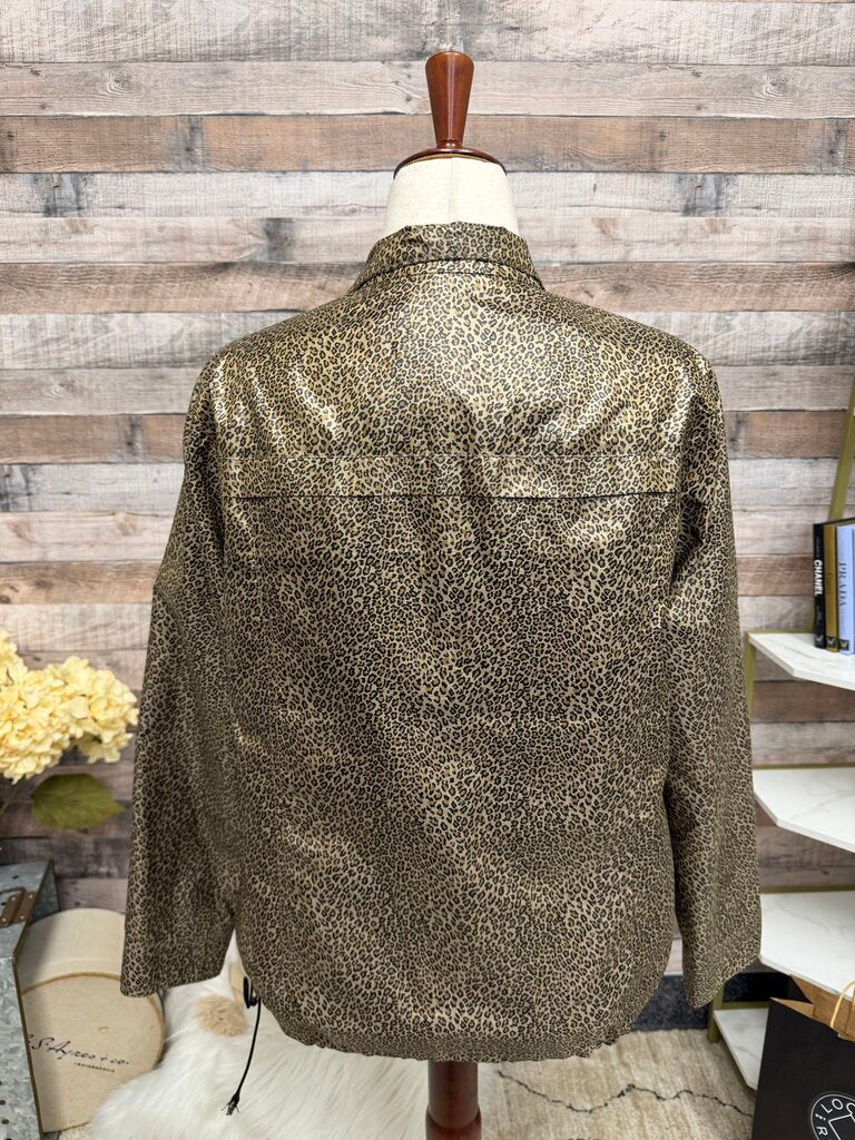 Chicos Zenergy leopard print metallic windbreaker jacket