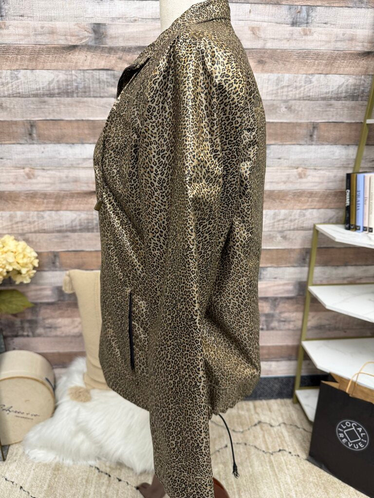 Chicos Zenergy leopard print metallic windbreaker jacket