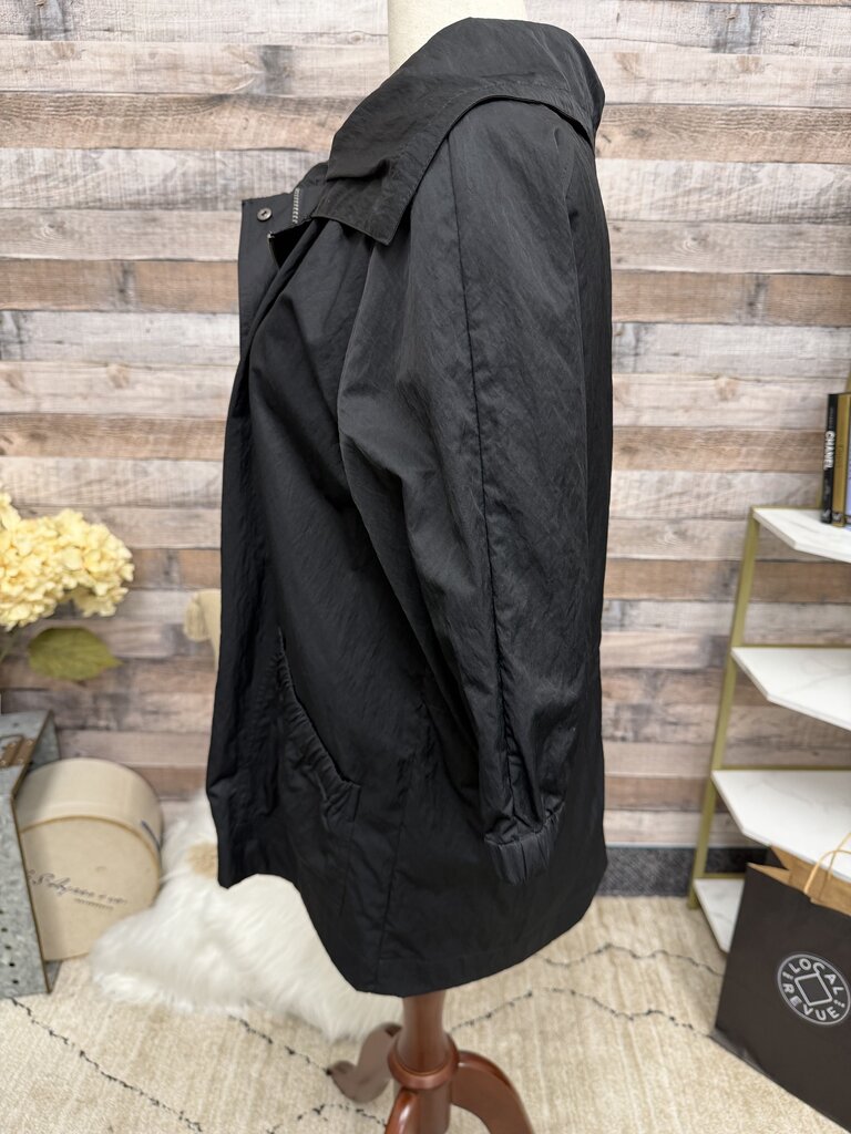 Chicos black button front jacket with large collar