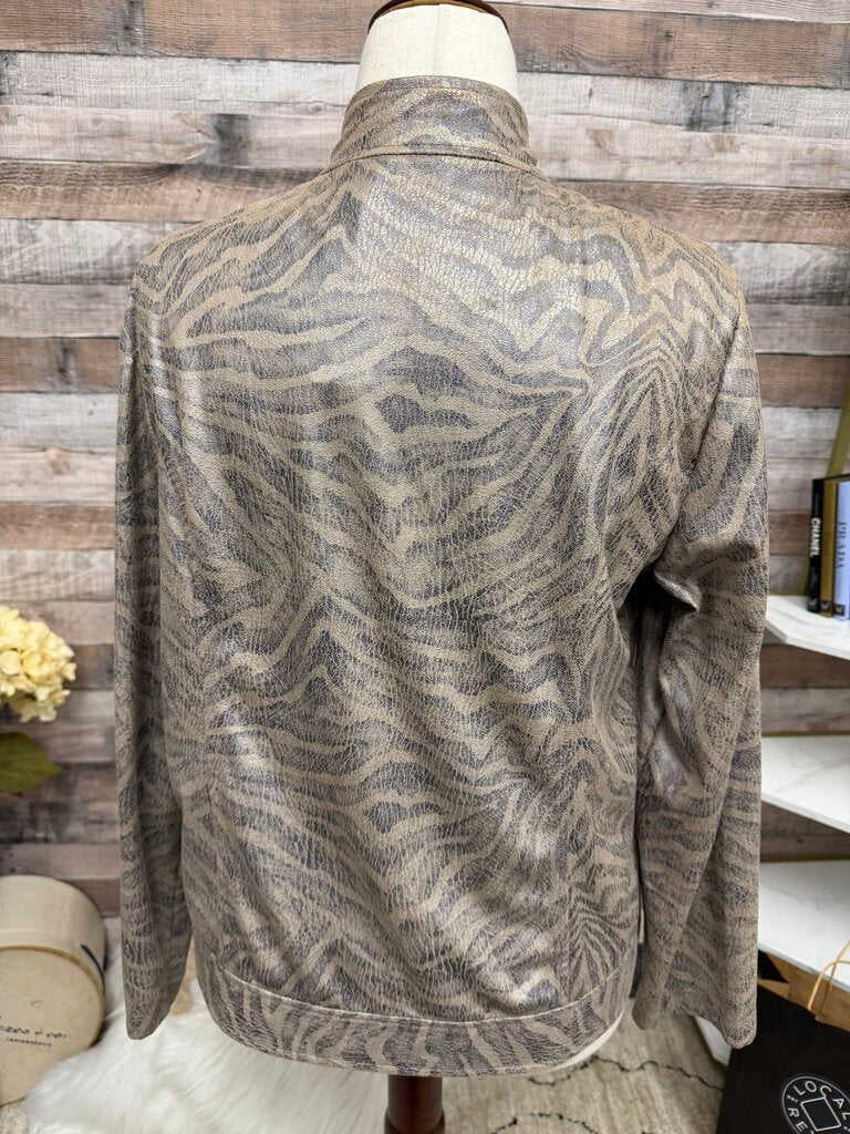 Chicos metallic animal print bomber
