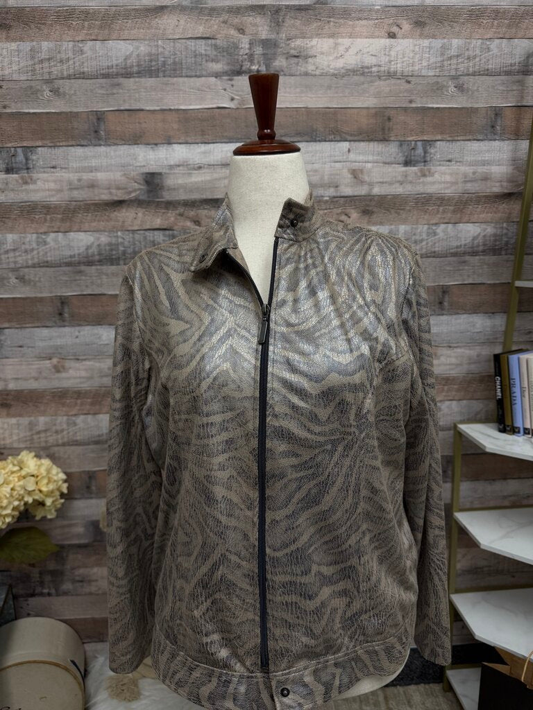 Chicos metallic animal print bomber