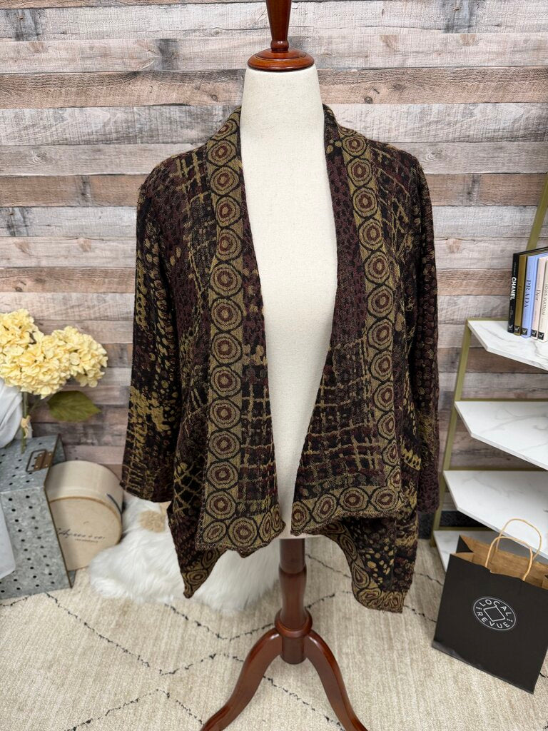 Paisley & Sage brown/black/wine open front kimono