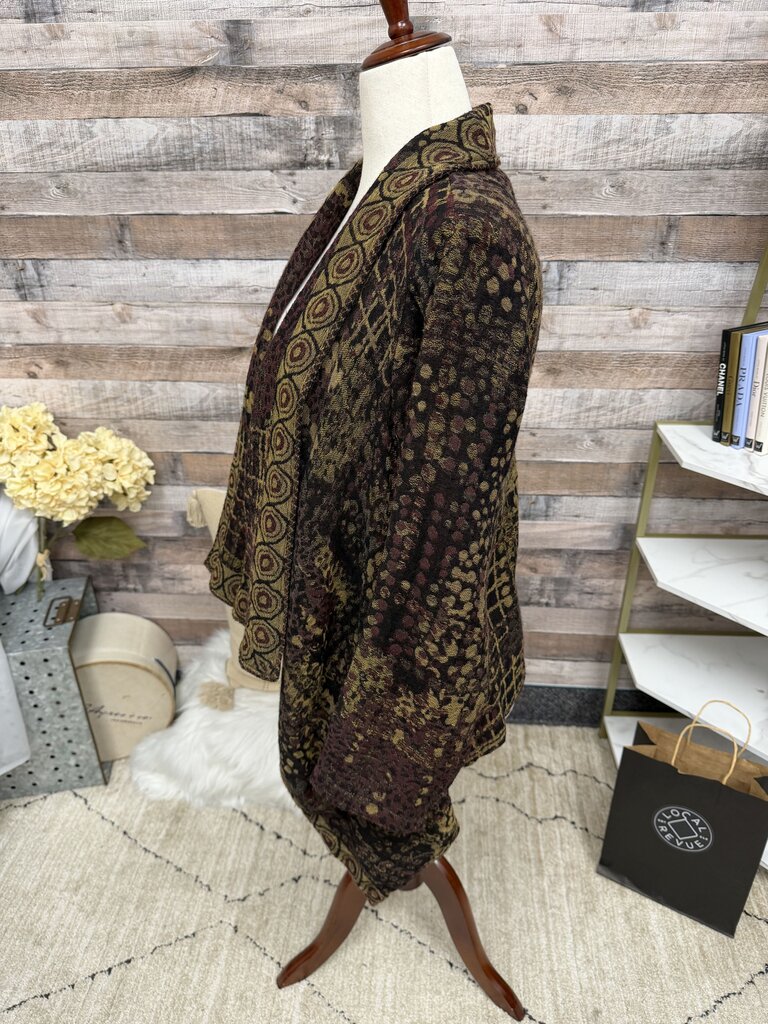 Paisley & Sage brown/black/wine open front kimono