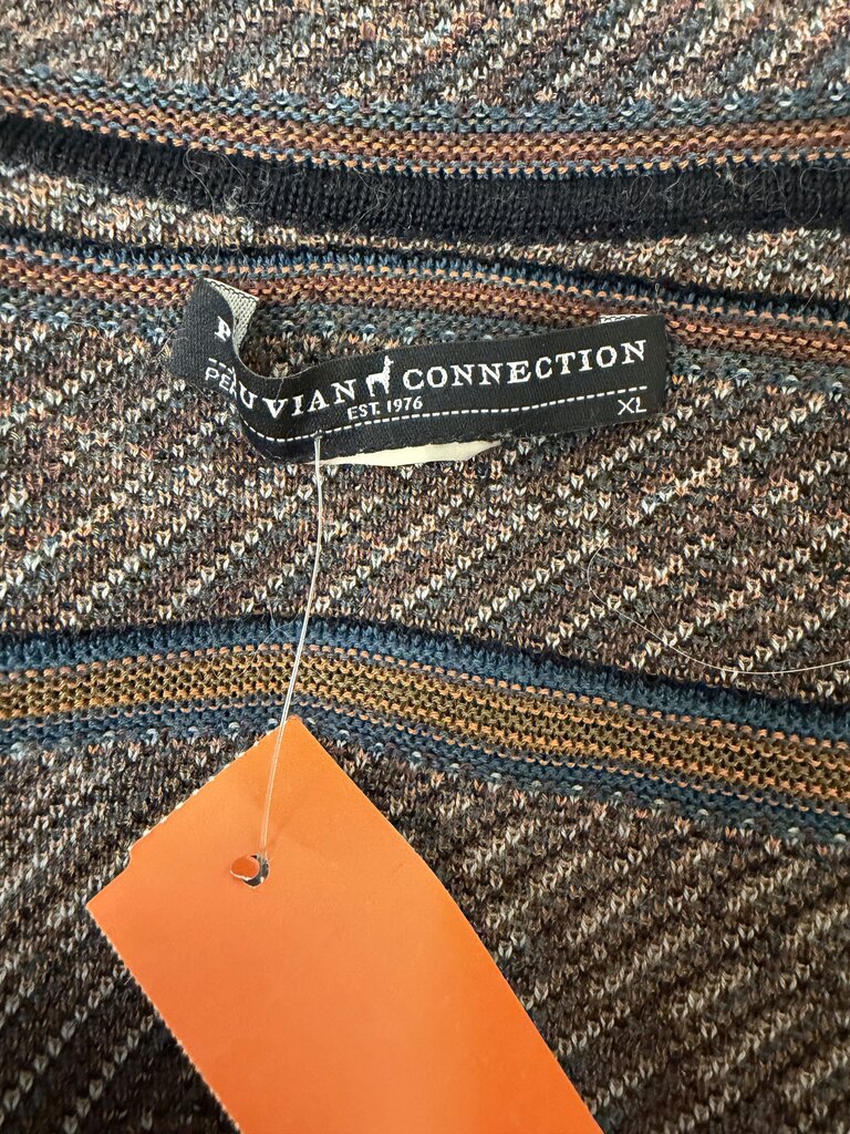 Peruvian Connection brown/black long sleeve tunic burnout velvet print