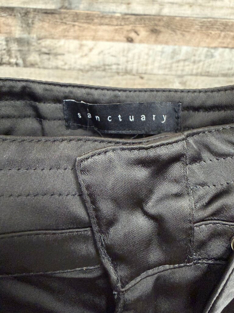 Sanctuary Black Satin Cargo Drawstring Pants